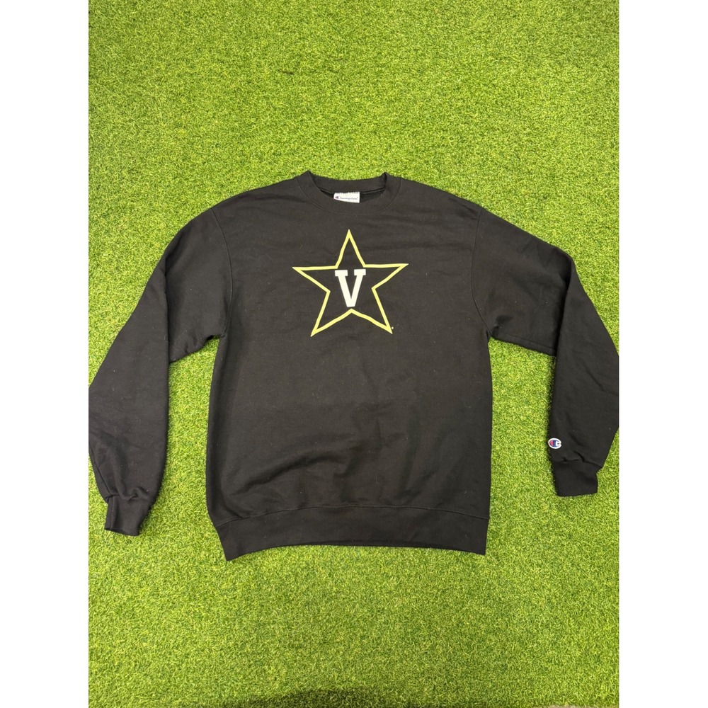Champion Vanderbilt Commodores Sweatshirt Mens M Black V Star Crewneck Fleece